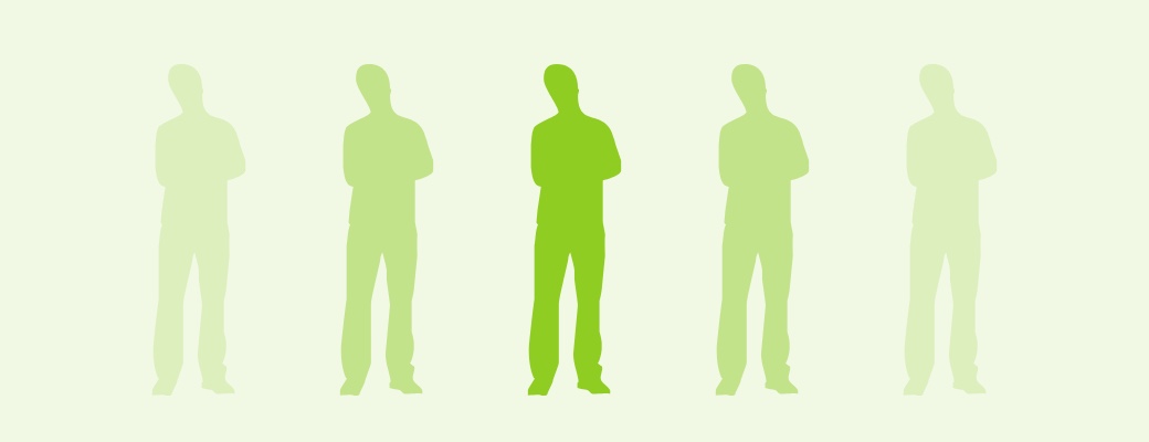 The person symbol from Criteria’s logo, repeated in a row in shades of green to represent research participants