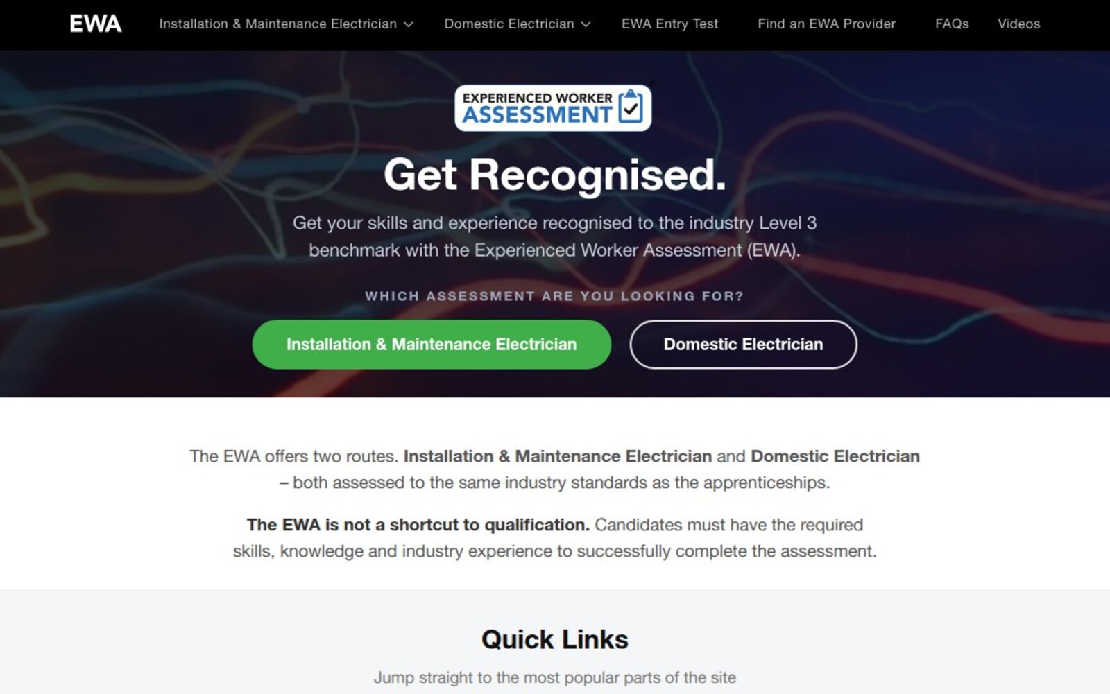 Les deux parcours EWA proposés sur la page d’accueil
