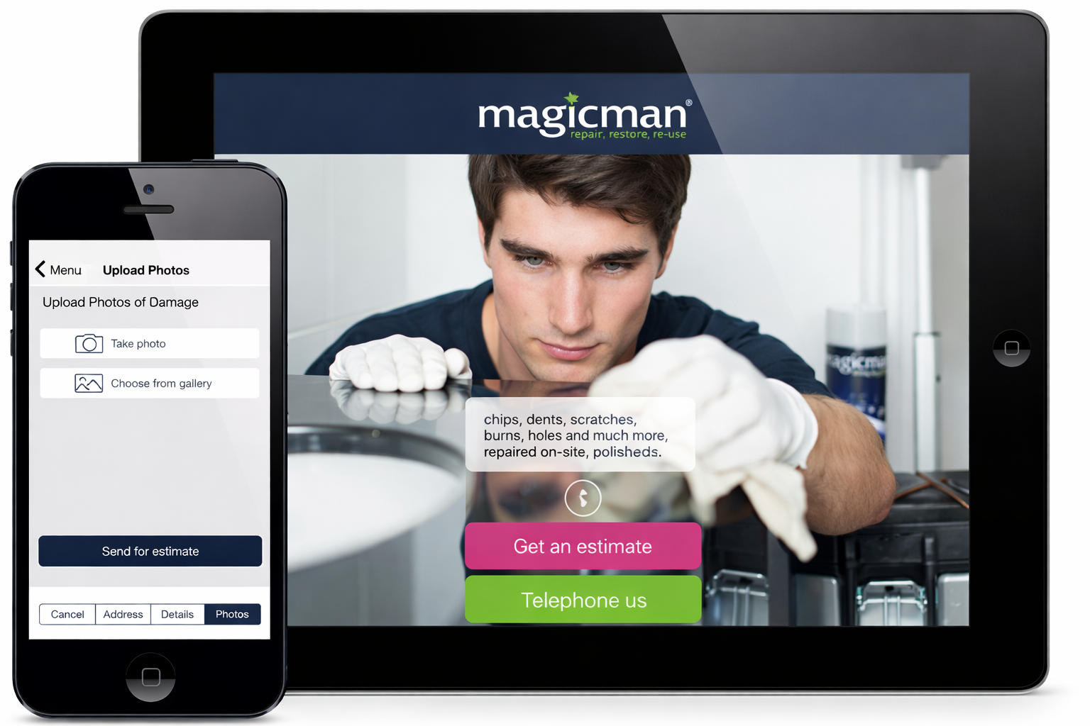 Magicman mobile app on tablet and phone