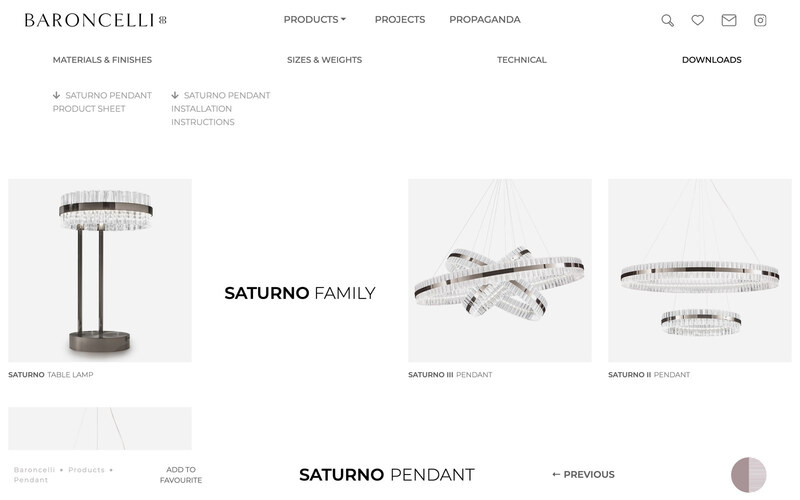 نظام إدارة المحتوى وصفحات المنتجات لـ Baroncelli