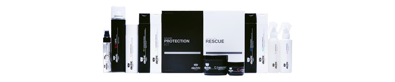 The Electric professional product range: colour protection and intensive rescue kits, shampoos, conditioners and styling treatments