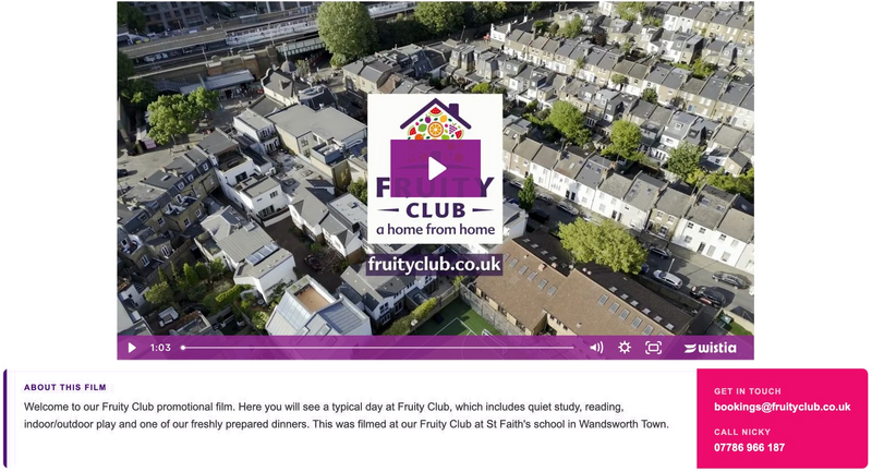 Fruity Club promotional film page for prospective schools
