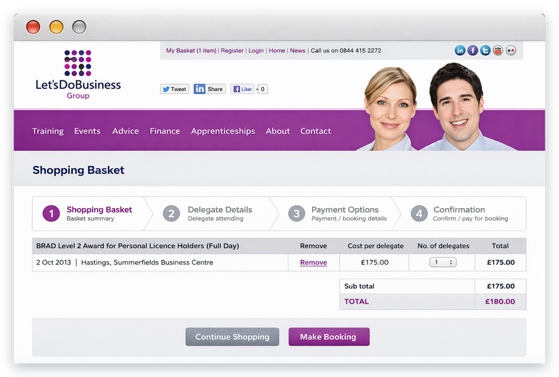 Let’s Do Business course booking system