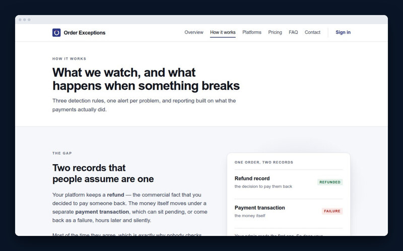 How Order Exceptions reads the payment transaction, not the refund record