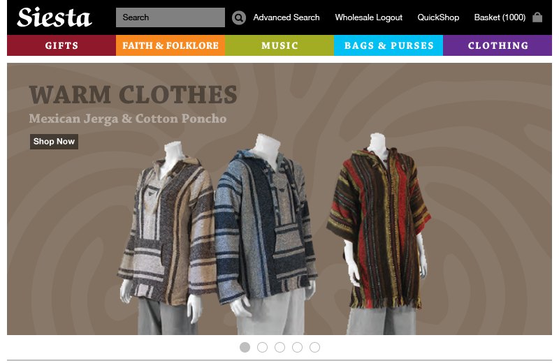 Le site Siesta Crafts sur une tablette, avec la connexion grossistes, la commande rapide et les offres spéciales