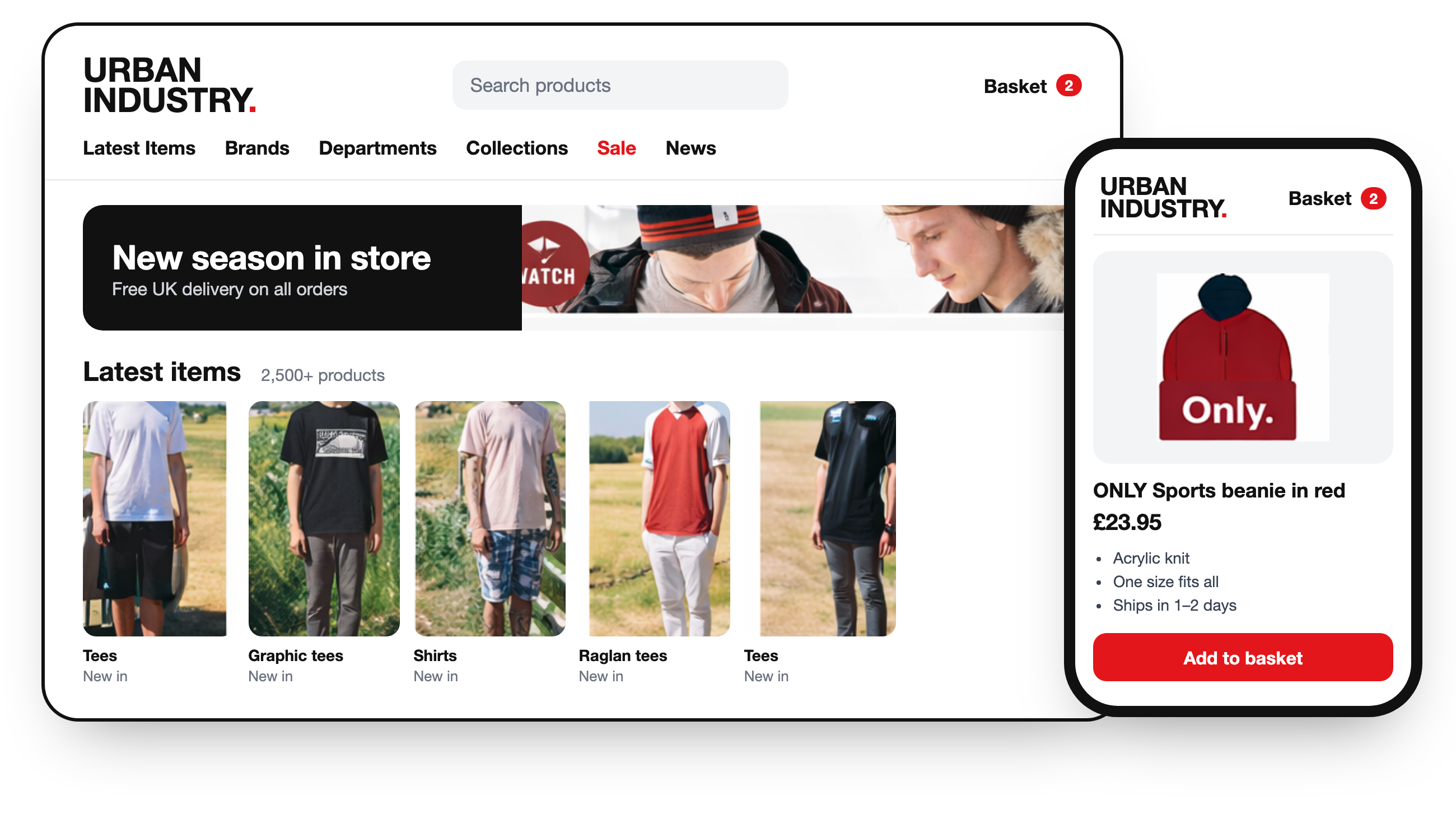 E-commerce optimisé pour mobile Urban Industry
