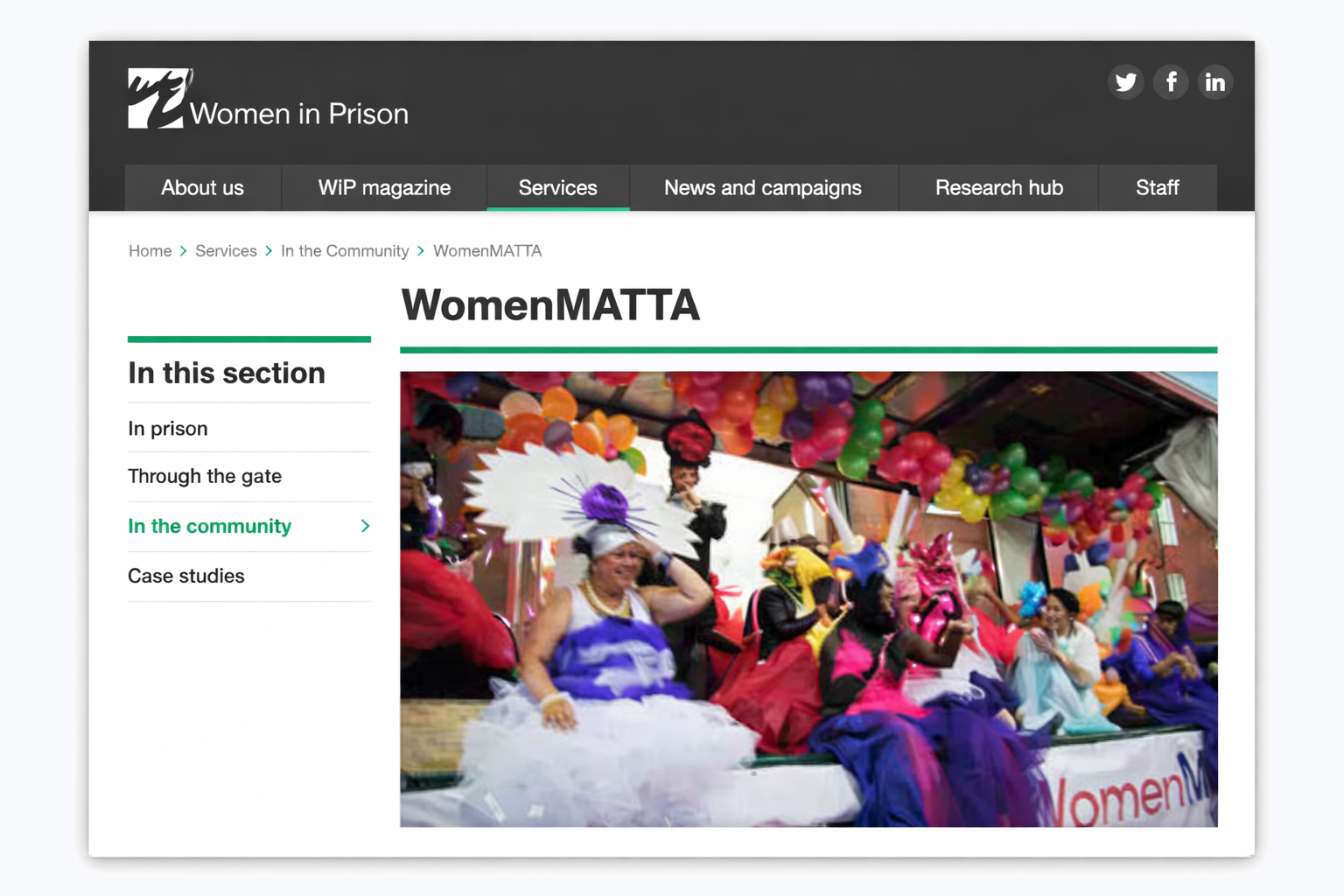 Système de gestion de contenu de Women in Prison